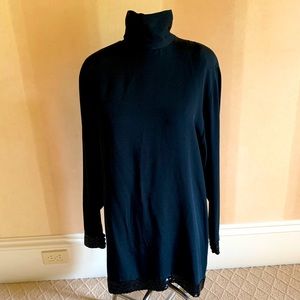 ELLEN TRACY BLACK SILK TUNIC W/ BEADING SIZE MEDIUM CAN ALSO BE WORN AS A DRESS